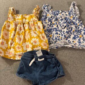 5/$15- Floral Tops and Denim Shorts Set